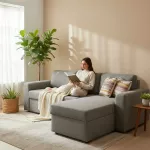 Kampinė sofa - lova Domoletti Scandic, pilka sp., 226 x 162 cm x 85 cm