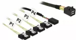 Laidas Delock SFF-8643 to 4 x SATA 7 Mini SAS HD SFF-8643, SATA 7-pin x 4, 1 m, juoda sp.