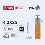 Savisriegis Haushalt, 4.2 mm x 25 mm, 25 vnt.