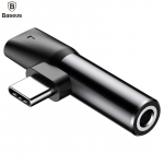 Baseus CATL41-01 Type-C 2in1 Kabelio Audio konverteris į 3,5 mm akinių lizdą + Tipo-C krovimo lizdą juodas