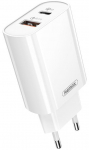 Telefono įkroviklis Remax RP-U37, USB Type C/USB, balta sp., 18 W