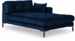 Sofa Micadoni Home Mamaia Velvet Chaise Longue Right, mėlyna sp./juoda sp., de&scaron;ininė, 185 x 102 cm x 75 cm
