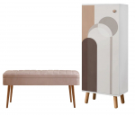 Prie&scaron;kambario baldų komplektas Kalune Design Vegas 948 - 0900, vidaus, balta sp./smėlio sp.