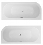 Vonia, įmontuojama Besco Avita Slim+, 150 cm x 75 cm x 41.5 cm, de&scaron;ininė, balta sp./chromo sp.