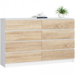 Komoda Akord K160, balta sp./sonoma ąžuolo sp., 99 cm x 160 cm x 40 cm