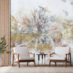 Fototapetas Artgeist Grey Palms - Plant Motif In An Abstract Composition With Patterns, 70 cm x 100 cm