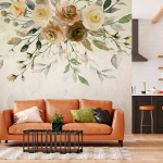 Fototapetas Artgeist Summer Bloom - Retro Floral Motif With Flowers And Leaves With Patterns, 70 cm x 70 cm