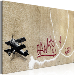 Reprodukcija Artgeist Banksy'S Plane - Red Graffiti Text On Mural Background, i-c-0144-b-a, 30 cm x 20 cm