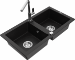 Plautuvė su virtuviniu mai&scaron;ytuvu Mexen Mario, derva/granitas, 82 cm x 43.6 cm x 16.1 cm, juoda sp.