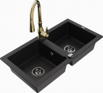 Plautuvė su virtuviniu mai&scaron;ytuvu Mexen Mario, derva/granitas, 82 cm x 43.6 cm x 16.1 cm, juoda