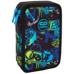 Penalas, su priedais CoolPack Jumper 2 Skate Night, 19.5 cm x 12.5 cm, mėlyna/juoda/žalia
