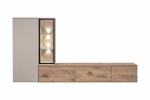 Pakabinama spintelė ASM Clare, ąžuolo sp./balta sp., 240 cm x 35 cm x 125 cm