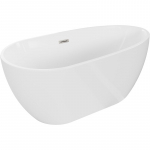 Vonia, laisvai pastatoma Mexen Eos, 170 cm x 75 cm x 58 cm, asimetrinė, balta sp./matinio nikelio sp.