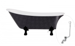 Vonia, laisvai pastatoma Besco Olaya Glam, 160 cm x 68 cm x 68 cm, ovalas, juoda sp./chromo sp.
