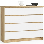 Komoda Akord K120, ąžuolo sp./balta sp., 99 cm x 40 cm x 120 cm