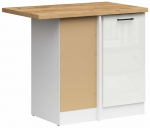 Kampinė virtuvės spintelė Junona Line, balta sp./gold craft oak sp./chalk gloss sp., 45 cm x 78.5 cm x 85.7 cm