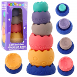 Edukacinė piramidė Lean Toys Soft Rubber Stacks Of Balls, 23.5 cm, įvairių spalvų, 6 vnt.