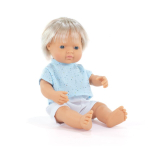 Lėlė - kūdikis Miniland My Friends & Me Blond, 38 cm, žydra sp.