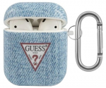 Ausinių dėklas Guess GUACA2TPUJULLB AirPods 1&2 gen, mėlyna sp.