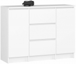 Komoda Akord Furniture Factory K100, balta sp., 76 cm x 35 cm x 101 cm