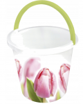 Buitinis kibiras Branq Tulip, 10 l, balta sp./žalia sp./rožinė sp.