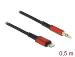 Kabelis Delock Audio 8P Lighting 86586 3.5 mm, Apple Lightning, 0.5 m, juoda sp./raudona sp.