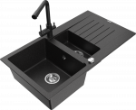Plautuvė su virtuviniu mai&scaron;ytuvu Mexen Matias Duero, granitas, 90 cm x 50.5 cm x 20 cm, metallic black/silver