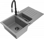 Plautuvė su virtuviniu mai&scaron;ytuvu Mexen Matias Savita 6502-71-672601-70-B, derva/granitas, 90 cm x 50 cm x 20 cm, juoda/pilka/chromo