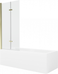 Vonia su sienele, laisvai pastatoma Mexen Cubik, 160 cm x 70 cm x 40 cm, stačiakampis, skaidri sp./aukso sp.