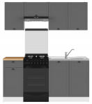 Virtuvės baldų komplektas Junona Line, balta sp./grafito sp./golden craft oak sp., 1.7 m