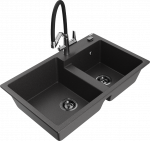 Plautuvė su virtuviniu mai&scaron;ytuvu Mexen Tomas Duo, granitas, 80 cm x 50 cm x 19 cm, black granite col.
