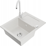 Plautuvė su virtuviniu mai&scaron;ytuvu Mexen Enzo, derva/granitas, 57.6 cm x 46.5 cm x 17.4 cm, balta sp.