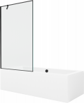 Vonia su sienele, laisvai pastatoma Mexen Cube, 180 cm x 80 cm x 39 cm, stačiakampis, skaidri/balta