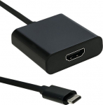 Laidas Qoltec HDMI, USB-C, 0.23 m, juoda sp.