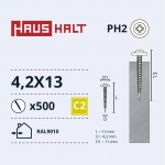 Savisriegis Haushalt DIN 14566, 4.2 mm x 13 mm, 500 vnt.