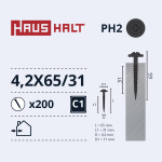 Savisriegis Haushalt DIN 14566, 4.2 mm x 65 mm, 200 vnt.