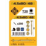 Medsraigtis, universalieji Forte Tools TX20, 4.5 x 80 mm, geltona sp., 200 vnt.