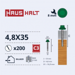 Savisriegis Haushalt DIN 7504K, 4.8 mm x 35 mm, 200 vnt.