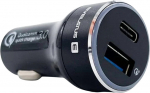 Automobilinis įkroviklis Evelatus QCC03 USB/USB-C, USB/USB-C, juoda sp.