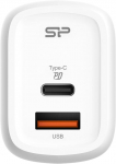 Telefono įkroviklis Silicon Power QM25, USB/USB-C, balta sp., 30 W