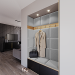 Dekoratyvinės tekstilinės sienų plok&scaron;tės Quadratta, 160 cm x 120 cm, 3.5 cm, pilka sp., 19 vnt.