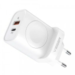Telefono įkroviklis Veger W002E, USB Type C/USB Type A/Wireless, balta sp., 25 W