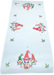 Kalėdinis stalo takelis stačiakampė Gnomes, balta sp./raudona sp./žalia sp., 40 x 200 cm