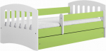 Vaiki&scaron;ka lova Kocot Kids Classic 1, balta sp./žalia sp., 80 x 180 cm, be patalynės dėžės, su čiužiniu