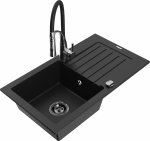 Plautuvė su virtuviniu mai&scaron;ytuvu Mexen Pablo Aster, granitas, 75.2 cm x 43.6 cm x 16.1 cm, juoda/chromo