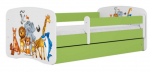 Vaiki&scaron;ka lova Kocot Kids Animals, balta sp./žalia sp., 80 x 180 cm, be patalynės dėžės, be čiužinio