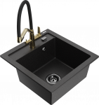 Plautuvė su virtuviniu mai&scaron;ytuvu Mexen Vito, derva/granitas, 49 cm x 52 cm x 21 cm, juoda