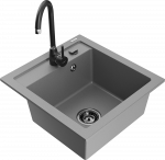Plautuvė su virtuviniu mai&scaron;ytuvu Mexen Vito Grey+Black, granitas, 49 cm x 52 cm x 21 cm, juoda sp./pilka sp.