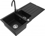Plautuvė su virtuviniu mai&scaron;ytuvu Mexen Andres Black, granitas, 100 cm x 50 cm x 20 cm, juoda sp.