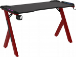 Kompiuterinių žaidimų stalas Cortek 141 RGB, 140 cm x 60 cm, 72 cm, juoda sp./raudona sp.